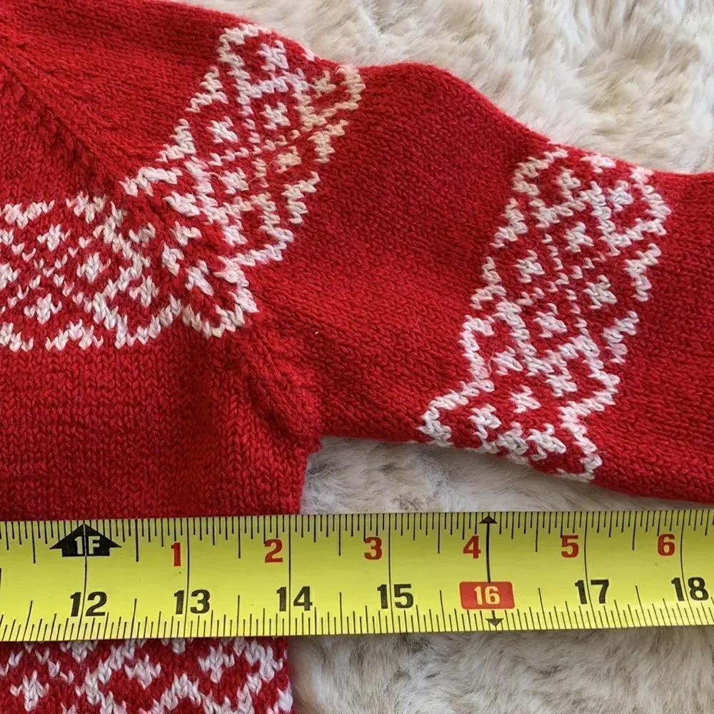 Gap‎ Red Sweater Fair Isle Winter turtleneck Snowflakes kids 5-6